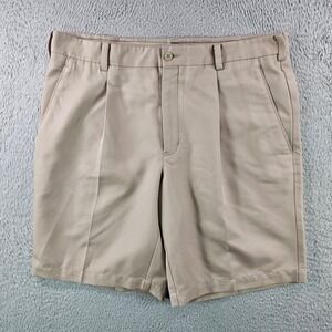 Nike Golf Shorts Mens 36 Tan Flat Front Fit Dry Polyester Pleated